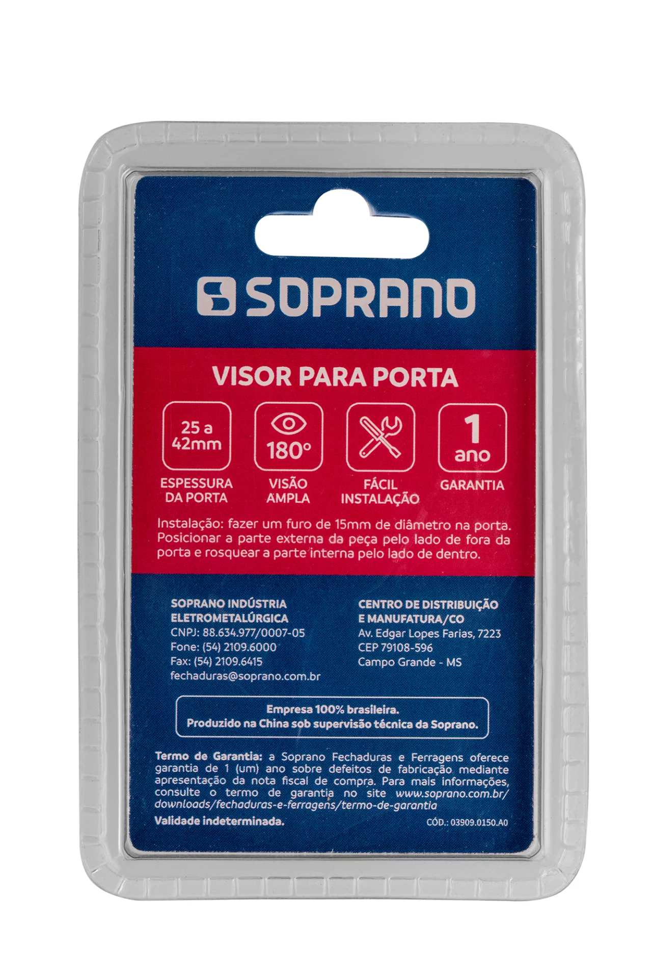 VISOR P/PORTA 25-42MM CROMADO BLISTER - Soprano