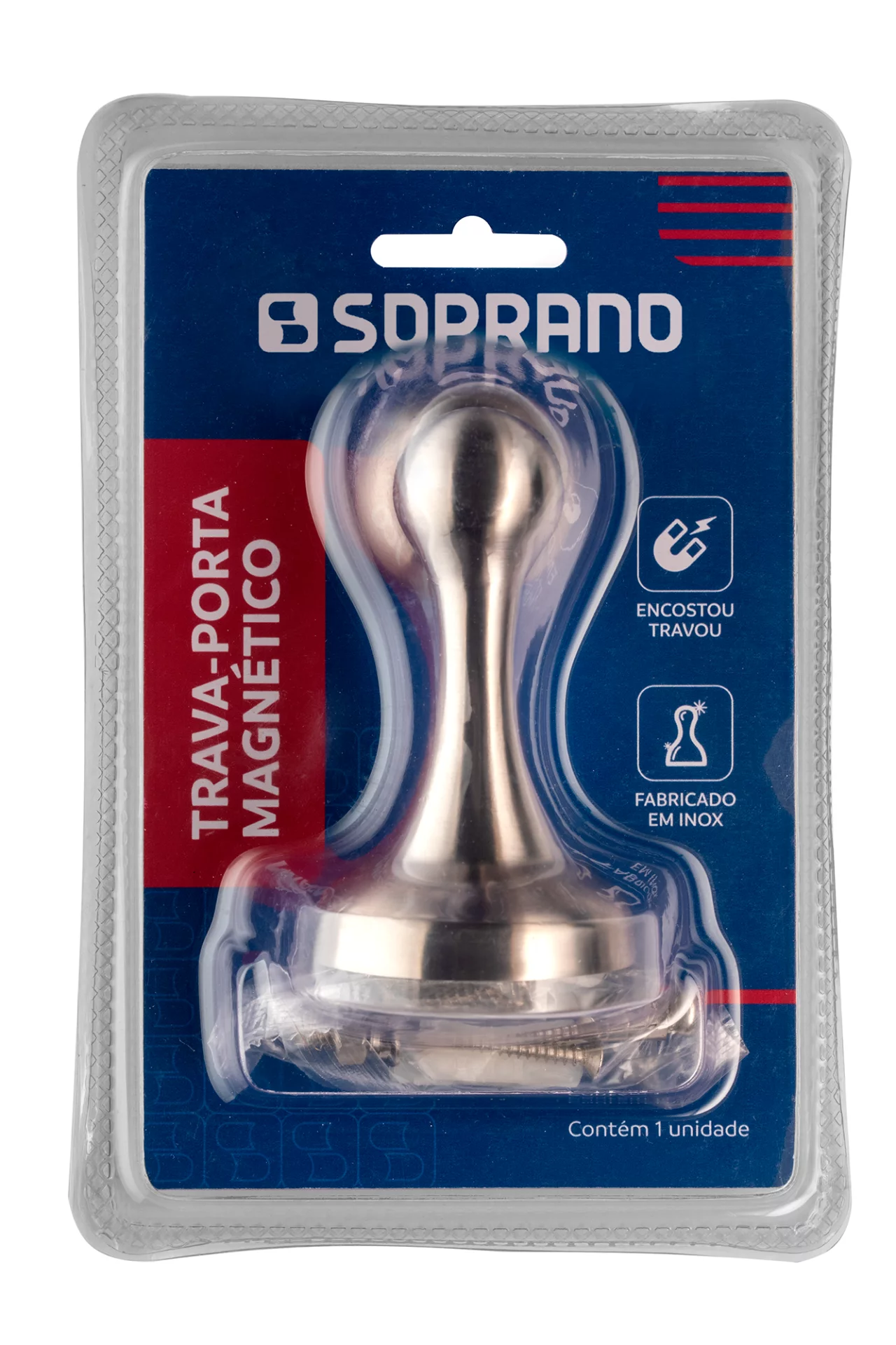 TRAVA PORTA PISO MAGNETICO ECO INOX ESCOVADO BLISTER - Soprano