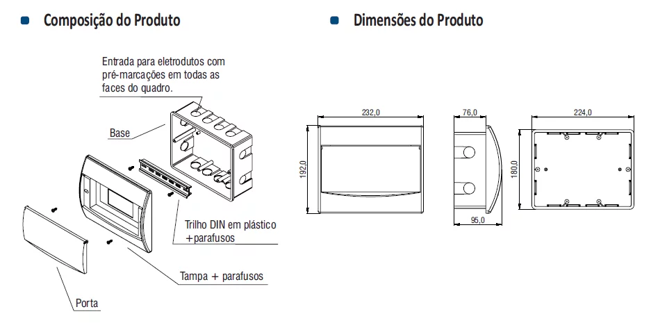 QUADRO DISTR.EMB.09P IEC/DIN PORTA VERTICAL BRANC - Soprano