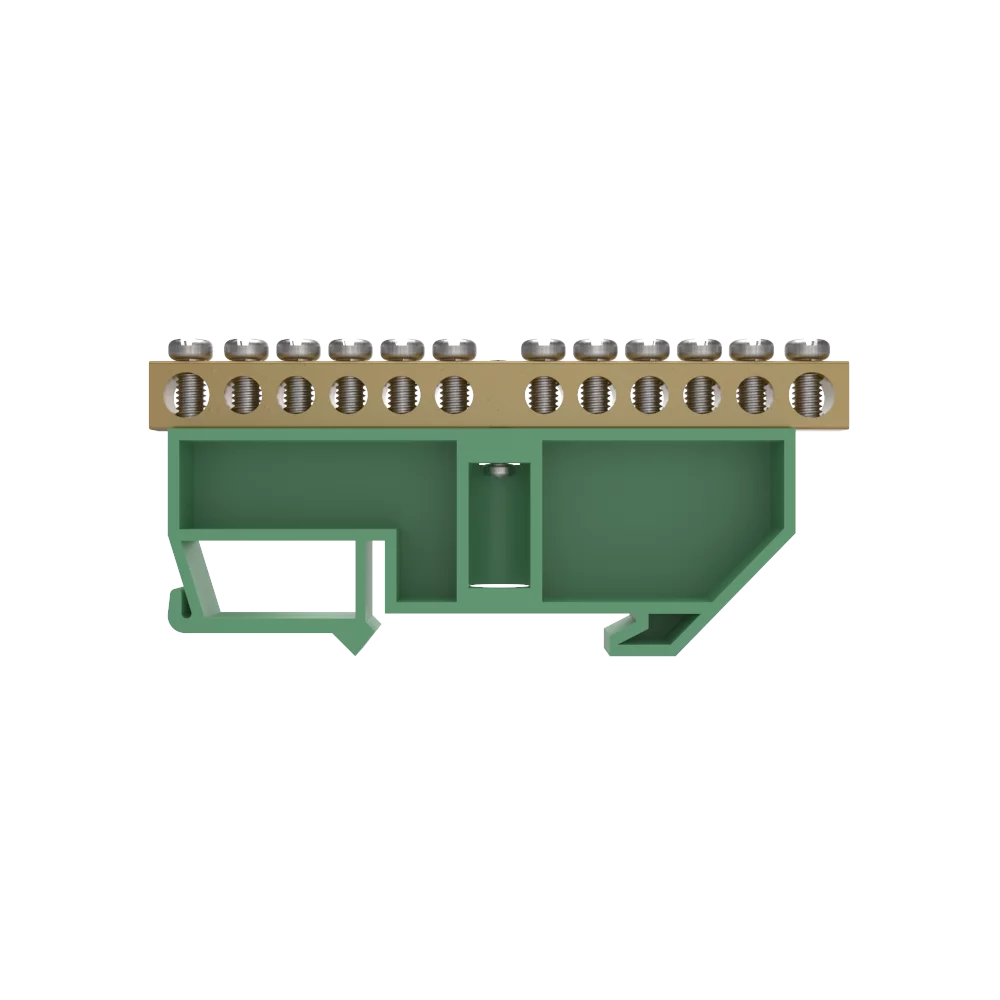 BARRAMENTO TERRA 02 + 10 FUROS P/ FIXACAO EM TRILHO DIN VER - Soprano