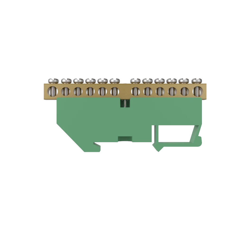 BARRAMENTO TERRA 02 + 10 FUROS P/ FIXACAO EM TRILHO DIN VER - Soprano