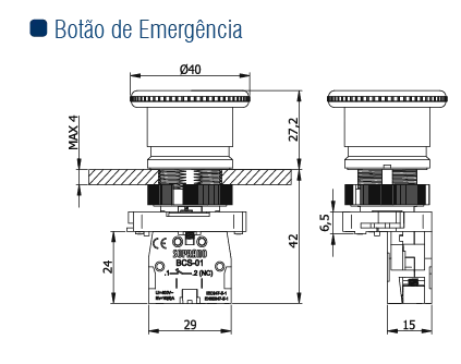 BOTAO EMERGENCIA DESTRAVA GIRANDO COG 40 NF - Soprano