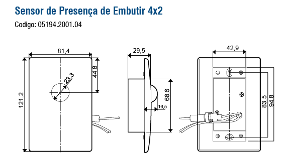 SENSOR PRES. EMBUTIR 4X2 SPI-E120-83,5-AJ - Soprano