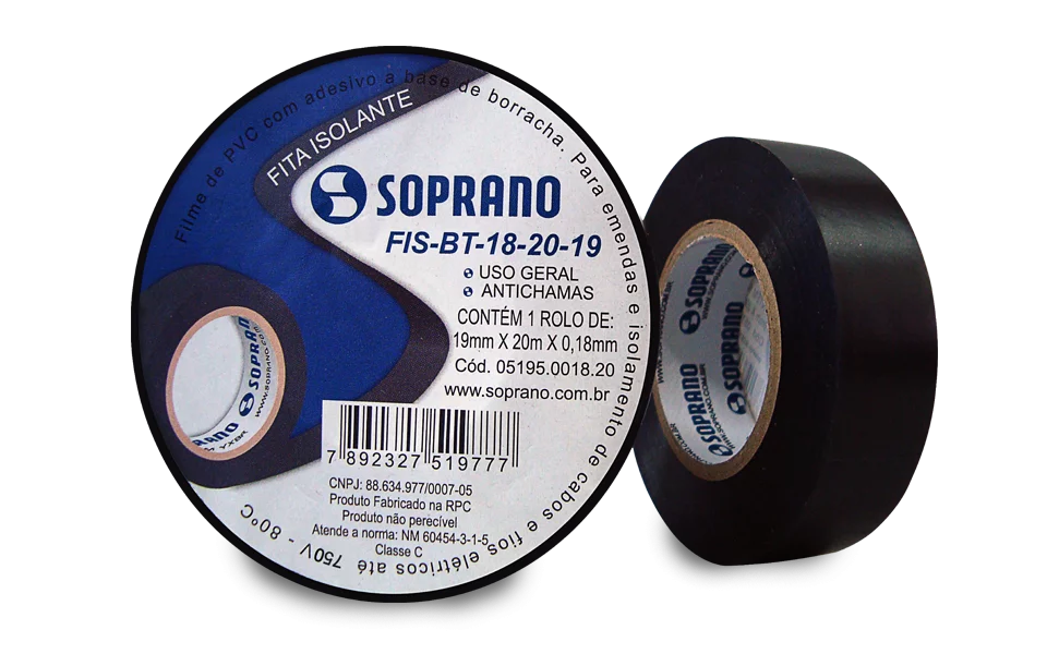 FITA ISOLANTE PRETA FIS-BT-18-20-18 - Soprano