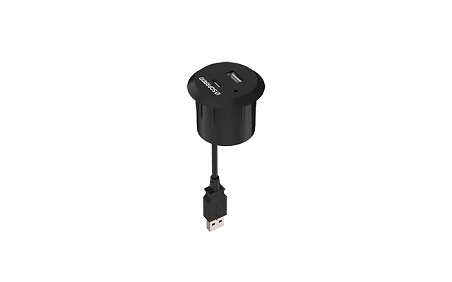 TOMADA 1 USB E 1 USB-C DE EMBUTIR PARA MOVEIS PRETO - Soprano