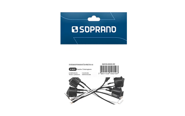 INTERRUPTOR BOTAO PRETO 5PC AS - Soprano