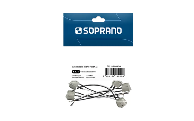 INTERRUPTOR BOTAO PRATA 5PC AS - Soprano