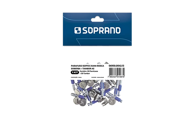 PARAFUSO SOPFIX 34MM ROSCA SOBERBA 20 PCS E TAMBOR 20 PCS AS - Soprano