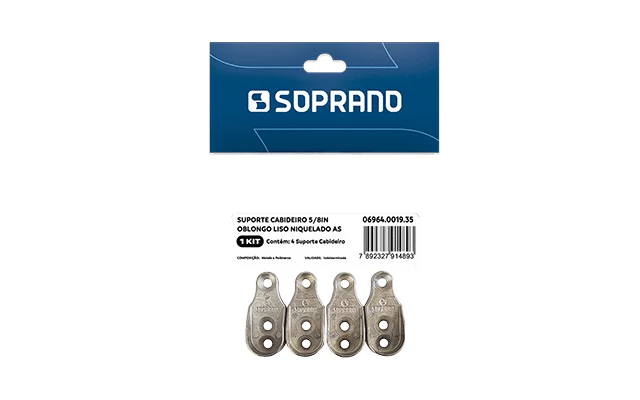 SUPORTE CABIDEIRO 5/8IN OBLONGO LISO NIQUELADO 4 PCS AS - Soprano