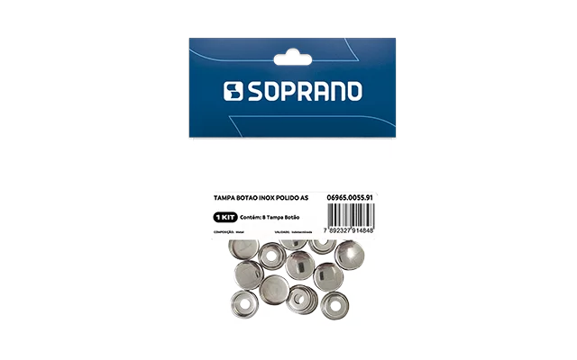 TAMPA BOTAO INOX POLIDO 8 PCS AS - Soprano