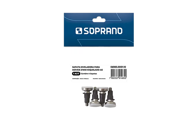 SAPATA NIVELADORA PARA MOVEIS 21MM NIQUELADO 4 PCS AS - Soprano