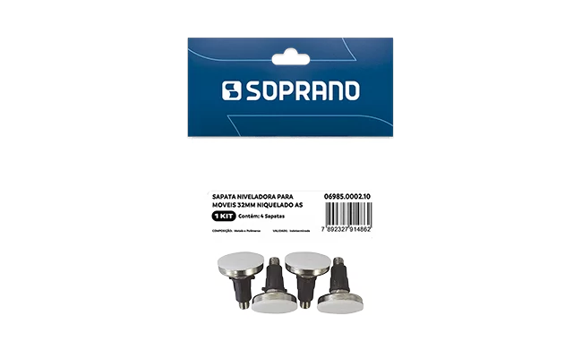 SAPATA NIVELADORA PARA MOVEIS 32MM NIQUELADO 4 PC AS - Soprano