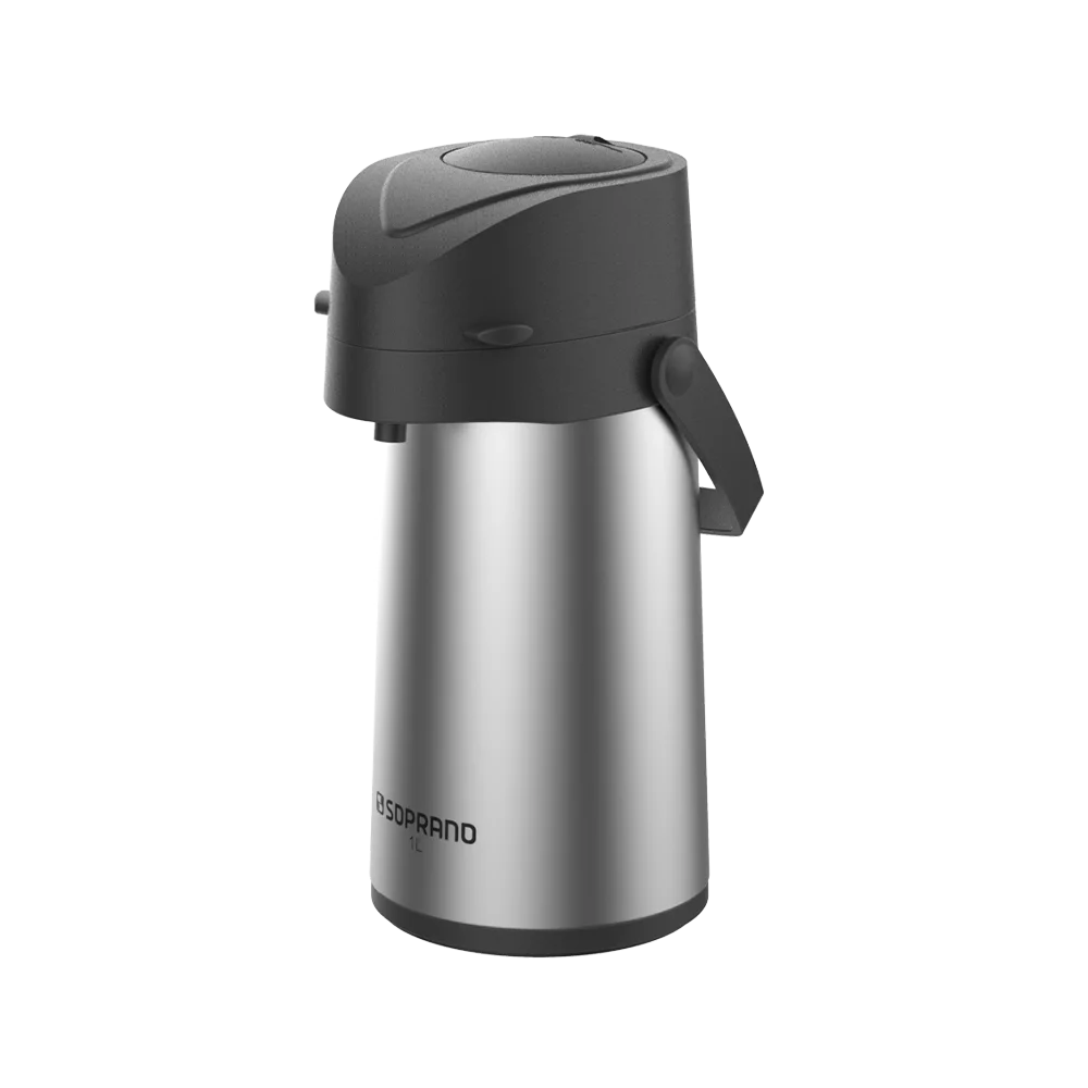 GARRAFA TERMICA SAFIRA 1L INOX C/PRETO - Soprano