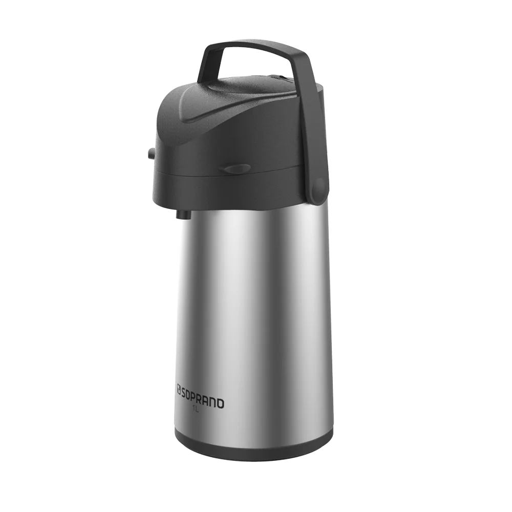 GARRAFA TERMICA SAFIRA 1L INOX C/PRETO - Soprano