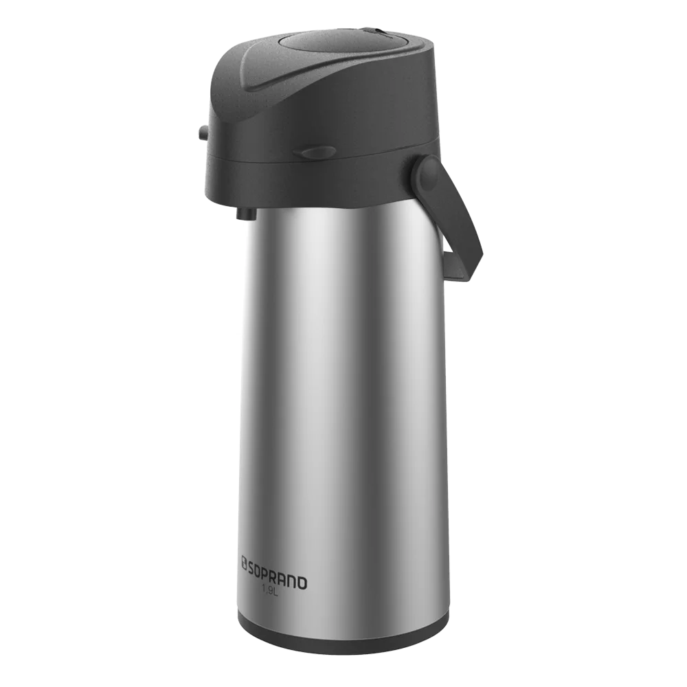 GARRAFA TERMICA SAFIRA 1,9L INOX C/PRETO - Soprano