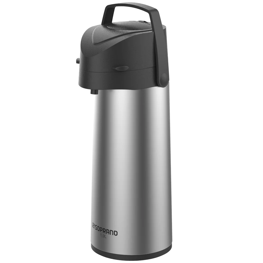 GARRAFA TERMICA SAFIRA 1,9L INOX C/PRETO - Soprano