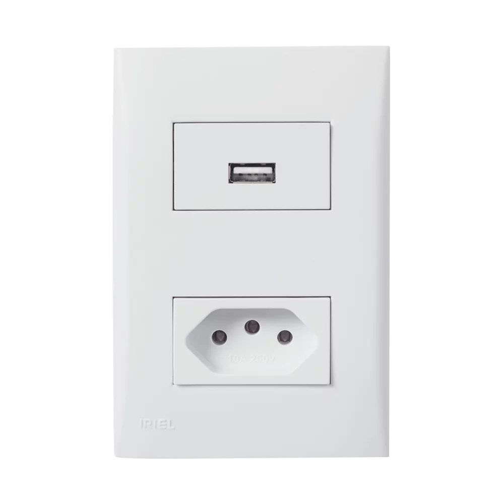 751791 CJ 1 CARREG USB 1,5A +1 TOM 2P+T 10A 250V~ 4X2 BR IMP - Soprano